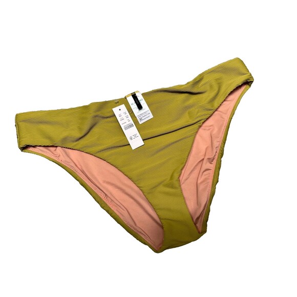 J Crew Bikini Bottom Womens XXL Green Ribbed Chartreuse Swimsuit Beachy Resort - Picture 1 of 7